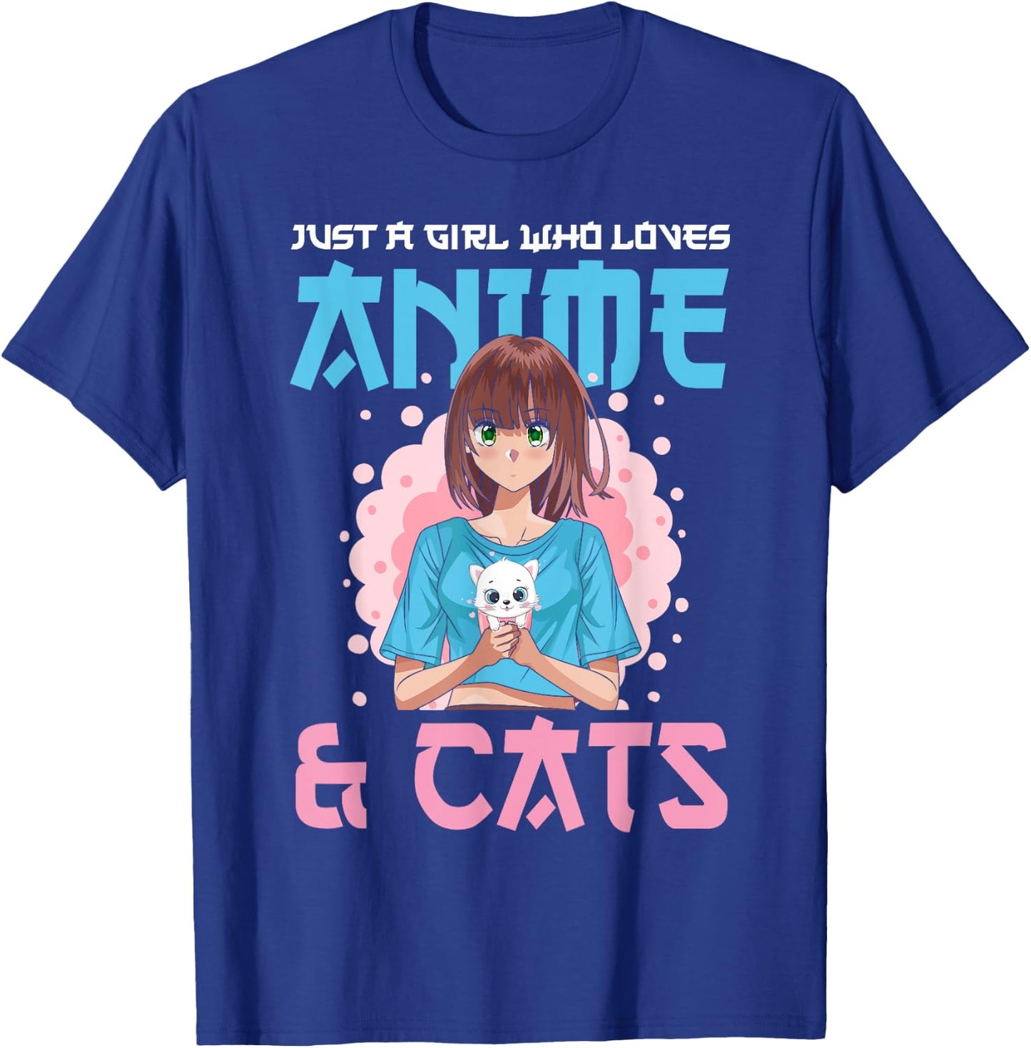 Just A Girl Who Loves Anime and Cats Cute Cat Lover Teens T-Shirt - T-Shirt | Royal