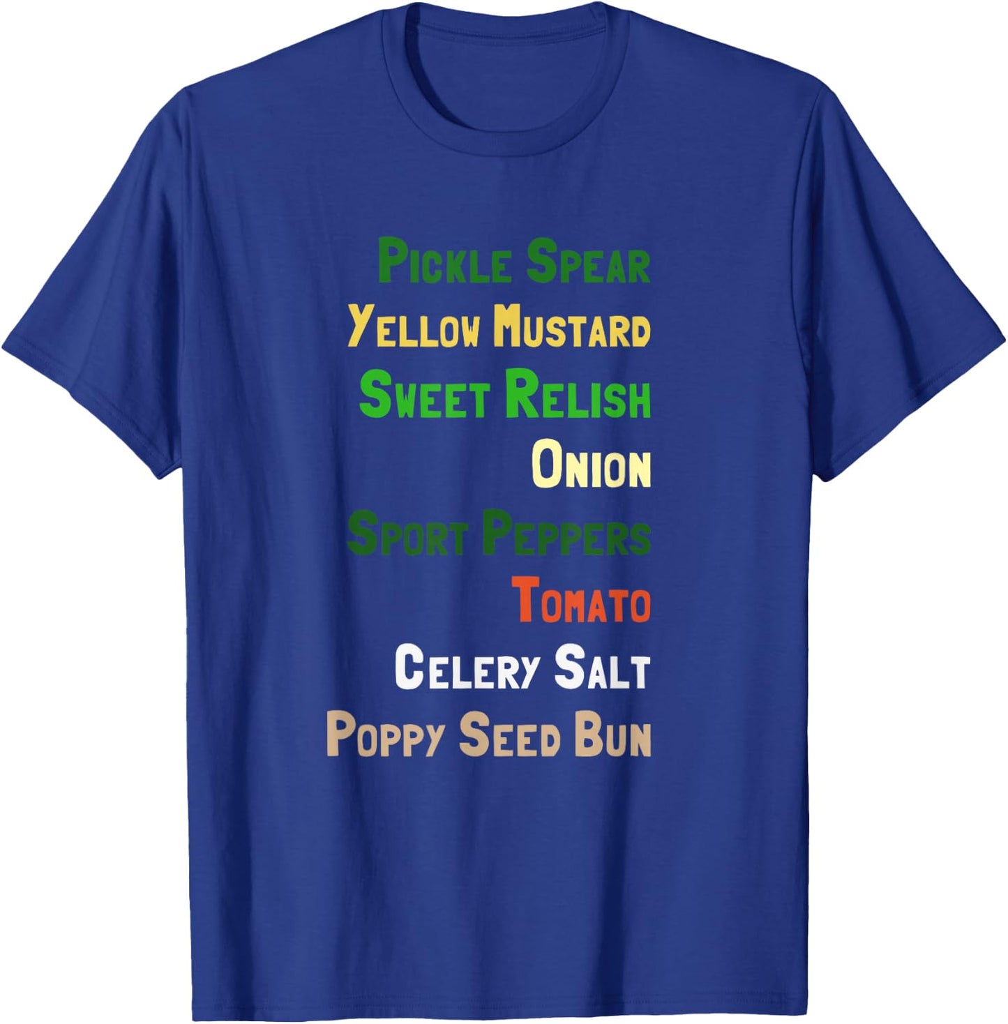 Chicago Hot Dog Ingredients T-Shirt - T-Shirt | Royal