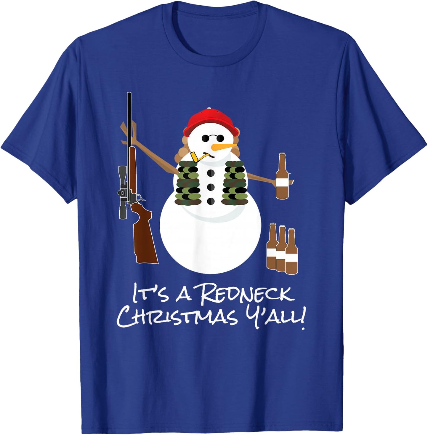 Funny Redneck Gift Snowman Beer Rifle T-Shirt - T-Shirt | Royal