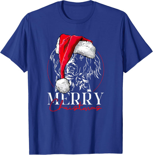 Funny Santa Small Munsterlander Merry Christmas dog mom gift T-Shirt - T-Shirt | Royal
