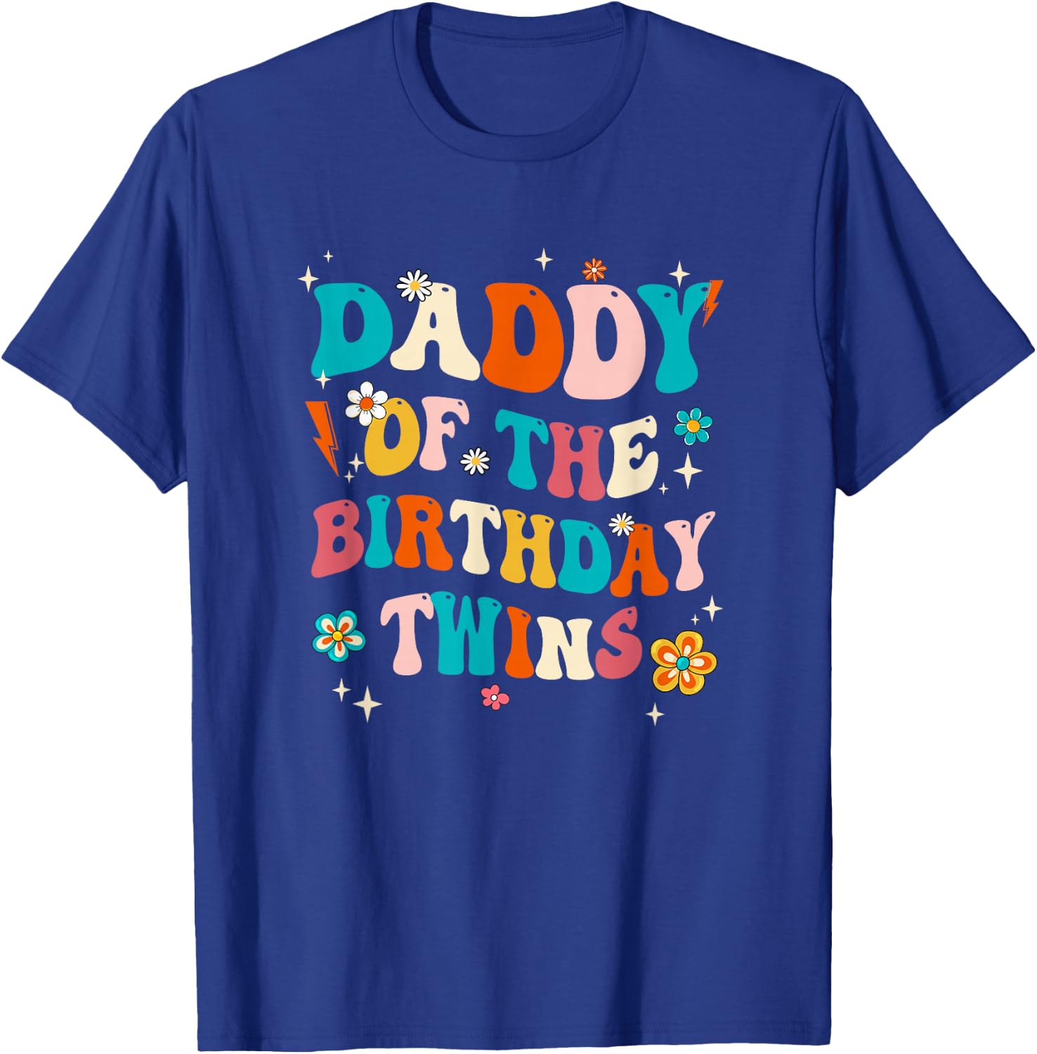 Daddy of The Birthday Twins Boys Girls Party Retro Bday T-Shirt - T-Shirt | Royal