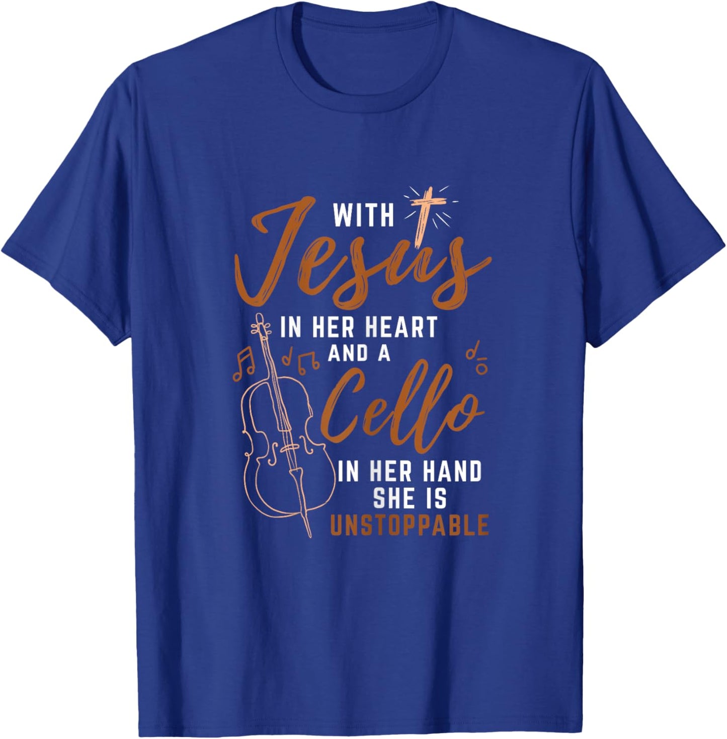 With Jesus In Her Heart Cello In Her Hand Cello Player Gift T-Shirt - T-Shirt | Royal
