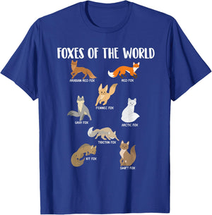 Foxes Of The World - Fox Lover Wild Nature Camper T-Shirt - T-Shirt | Royal