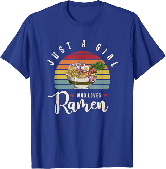 Women Girls Kids Kawaii Asian Food Noodles Gift Retro Ramen T-Shirt - T-Shirt | Royal
