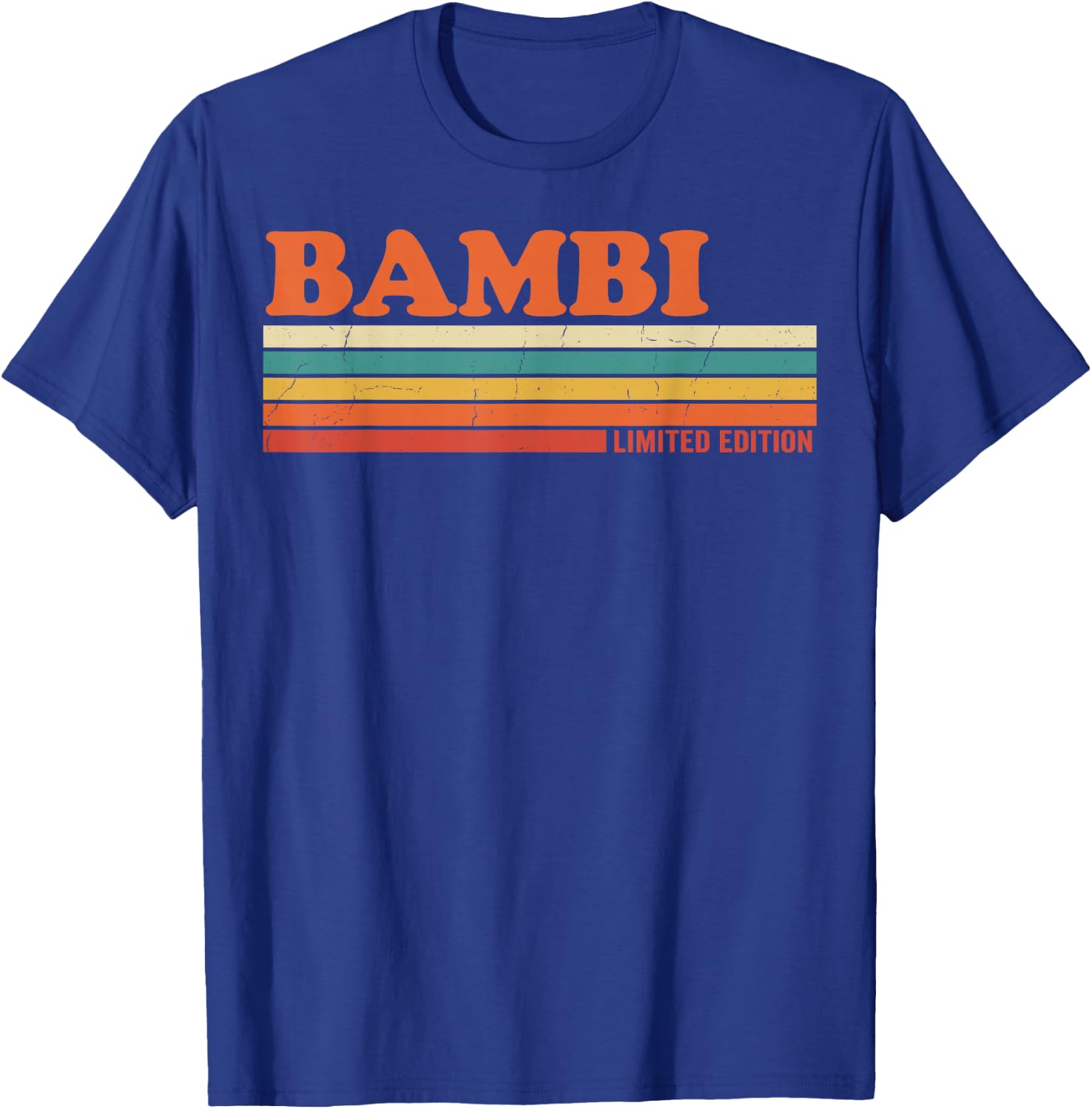 Bambi Retro Personalized First Name Vintage Stripes T-Shirt - T-Shirt | Royal