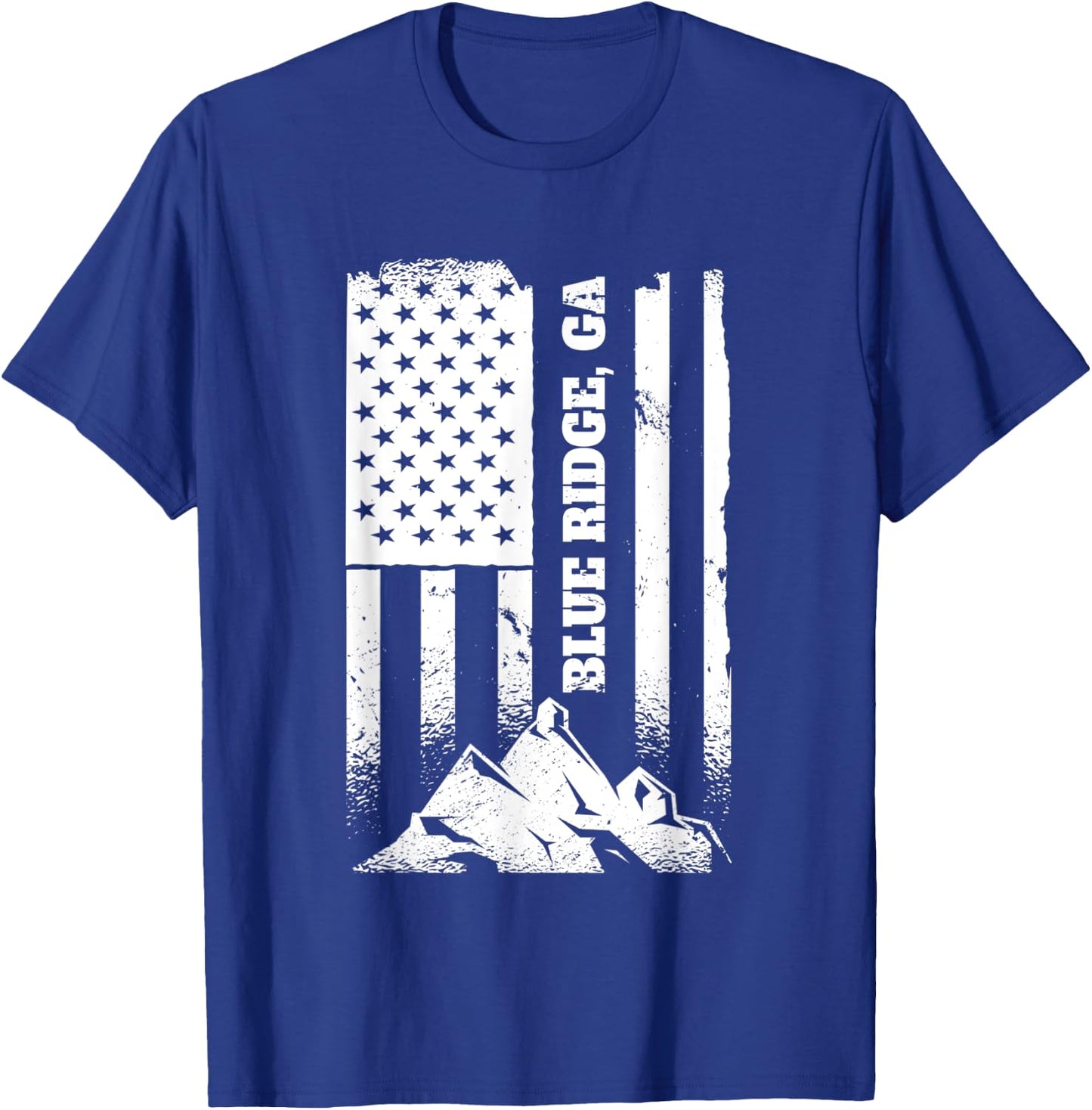 Blue Ridge GA Georgia American Distressed Patriotic Flag Kids Men T-Shirt - T-Shirt | Royal