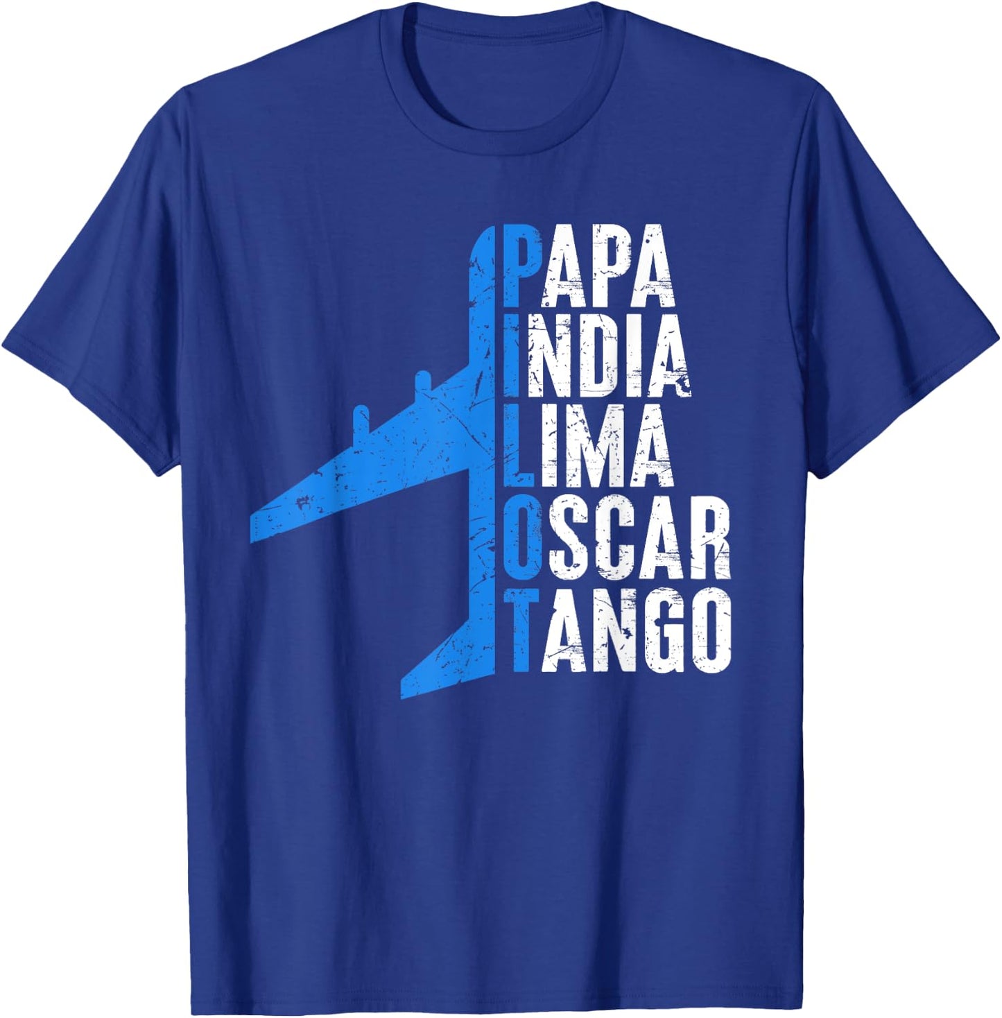 The Letters of the Word Pilot: Papa India Lima Oscar Tango T-Shirt - T-Shirt | Royal