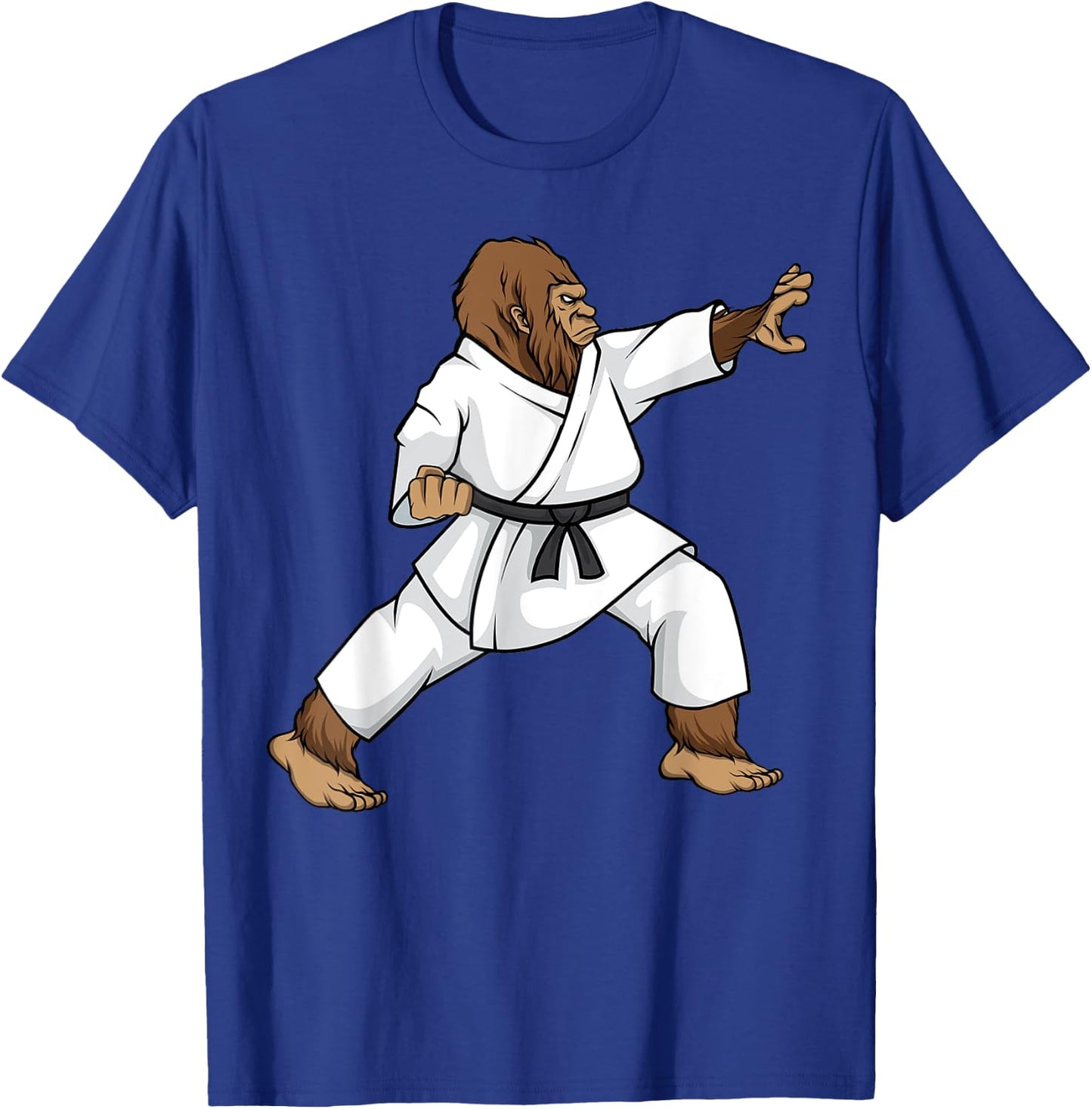 Funny Ninja Bigfoot doing Karate With Samurai Design Bigfoot T-Shirt - T-Shirt | Royal