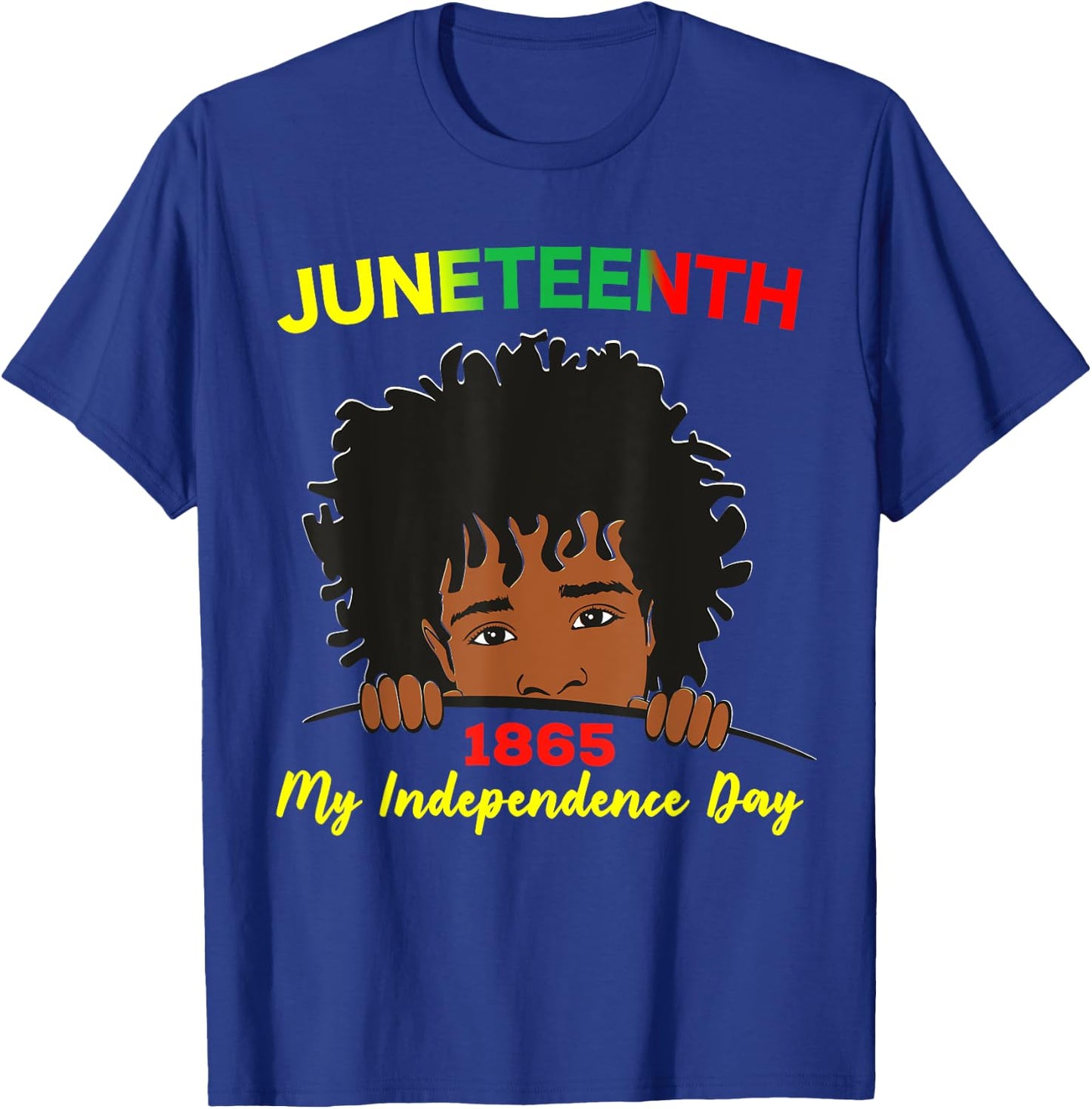 Happy Juneteenth Independence Teen Youth Afro Locs Black Boy T-Shirt - T-Shirt | Royal