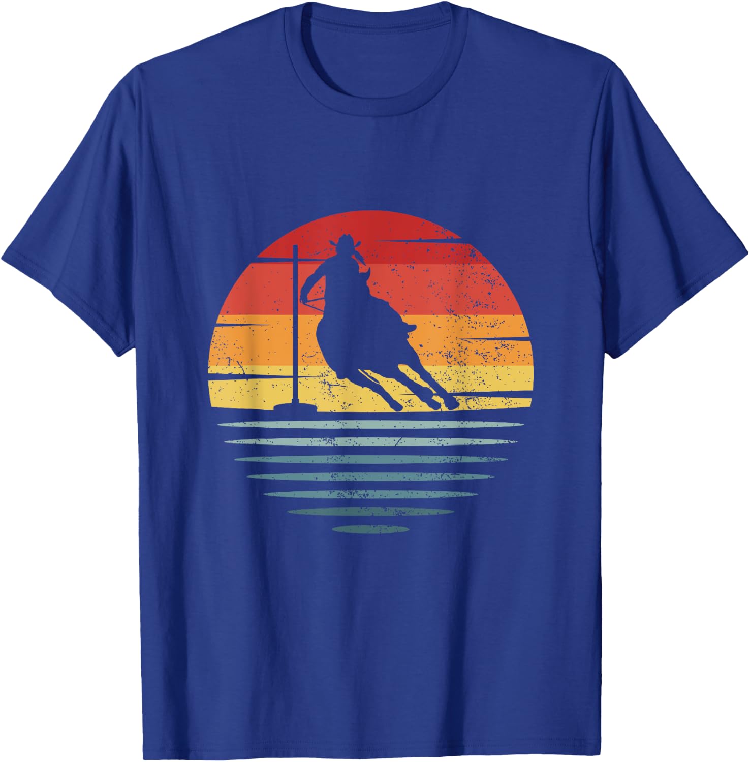 Retro Cowgirl Riding Horse Silhouette Rodeo Pole Bending T-Shirt - T-Shirt | Royal