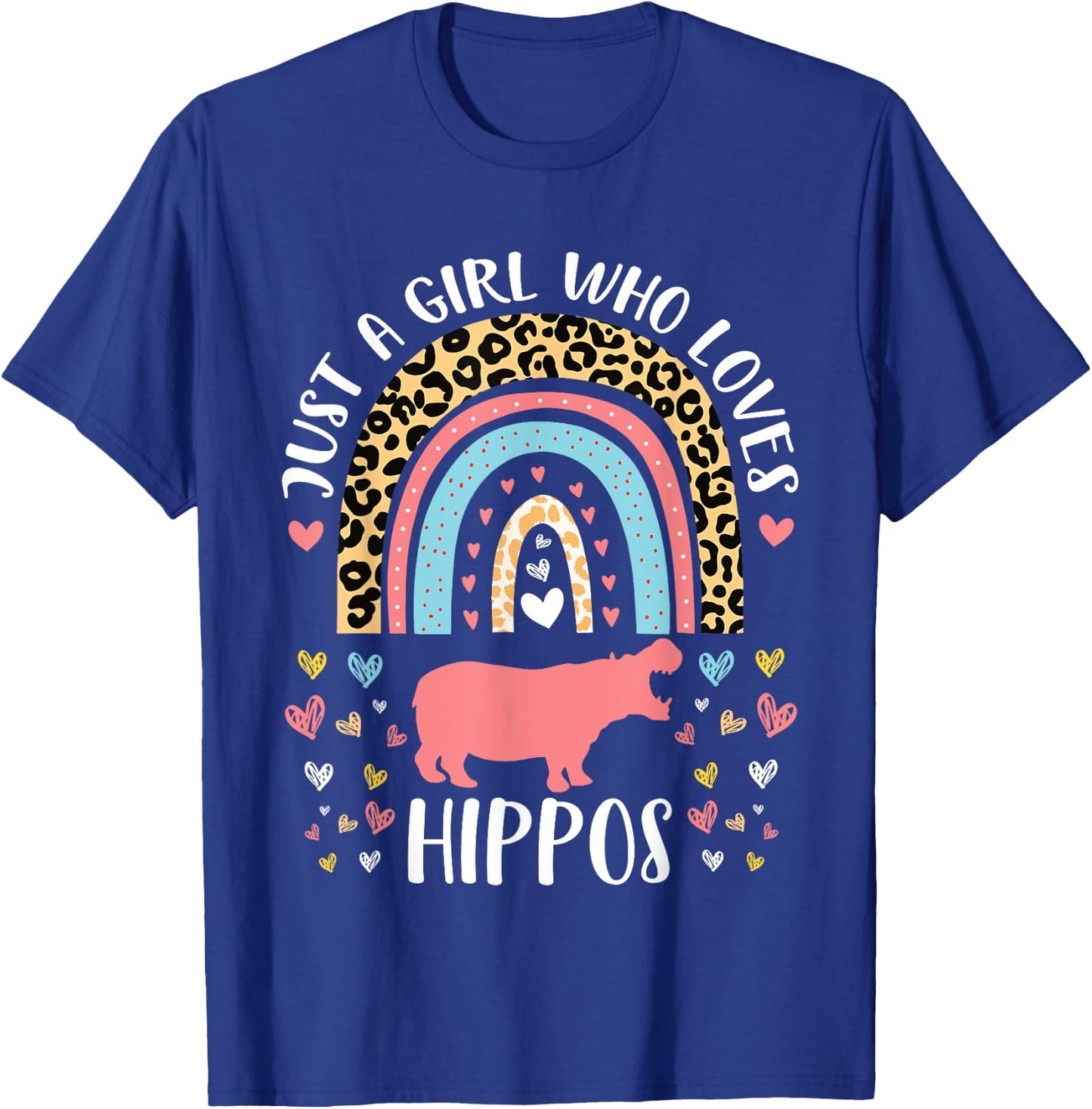 I'm Just A Girl Who Loves Hippos Heart Funny Hippo Lover T-Shirt - T-Shirt | Royal