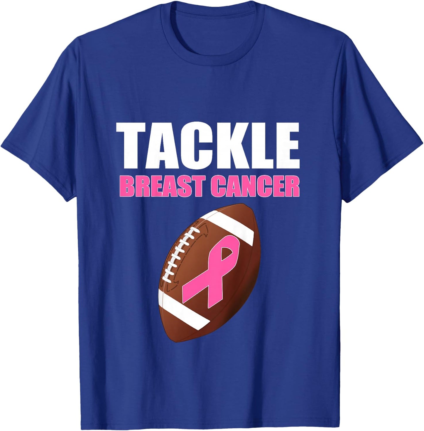 Football Breast Cancer Awareness Pink Ribbon for Boys Girls T-Shirt - T-Shirt | Royal