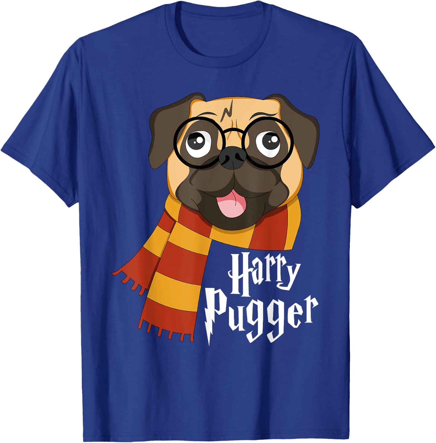 YO MINUS Harry Pugger Funny Pug Owner Wizard Lover T-Shirt - T-Shirt | Royal