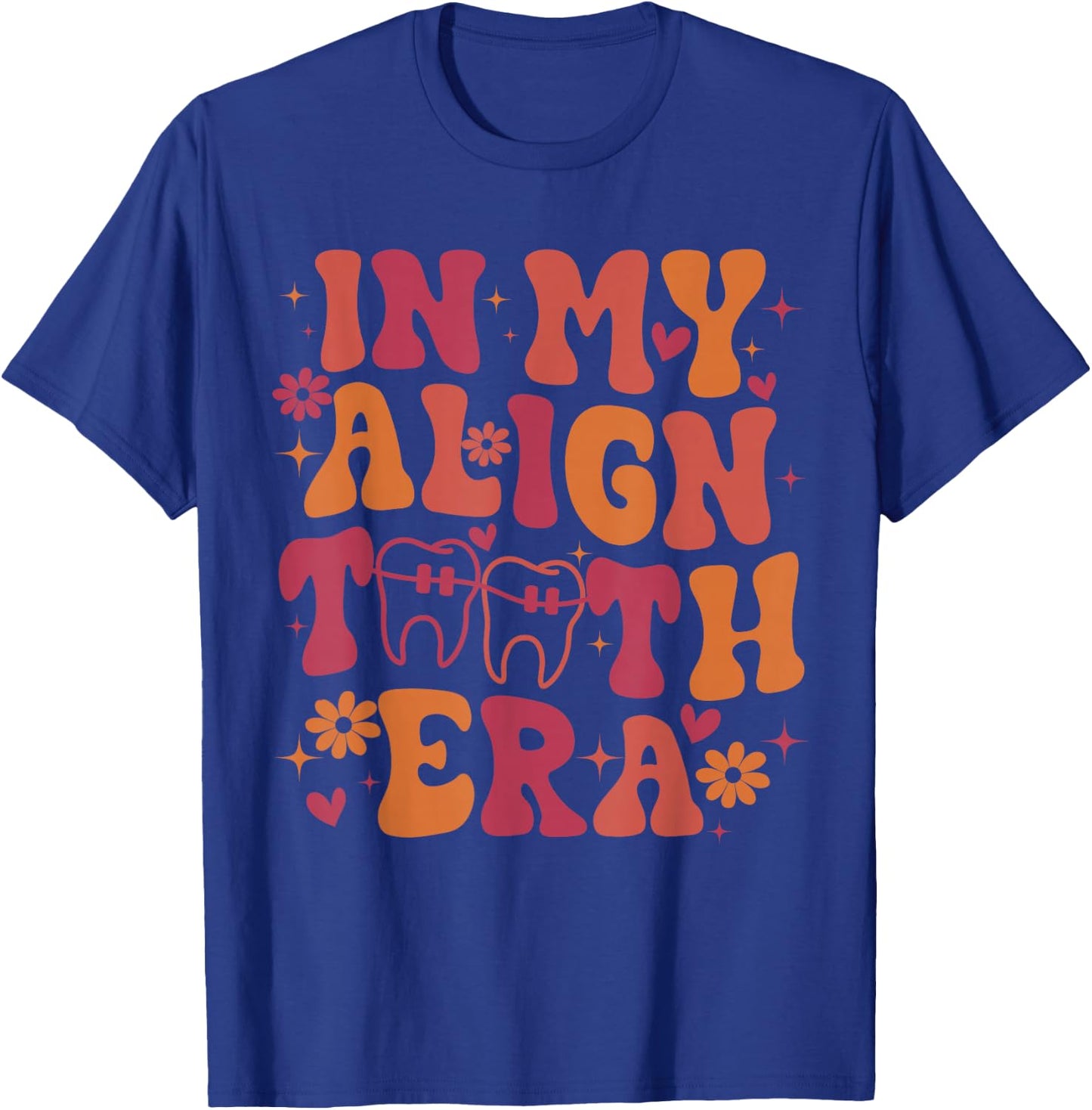 Retro In My Align Teeth Era Funny Orthodontist Dentist Teeth T-Shirt - T-Shirt | Royal