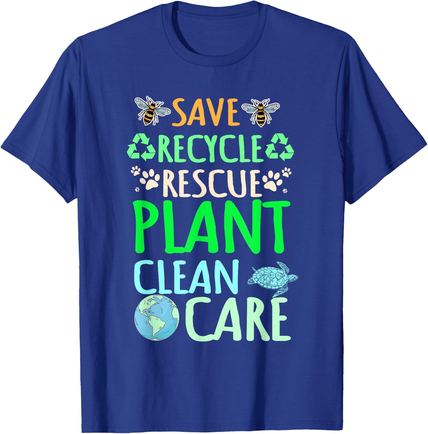 Recycling Environmentalist Recycle Earth Day Rescue Plant T-Shirt - T-Shirt | Royal
