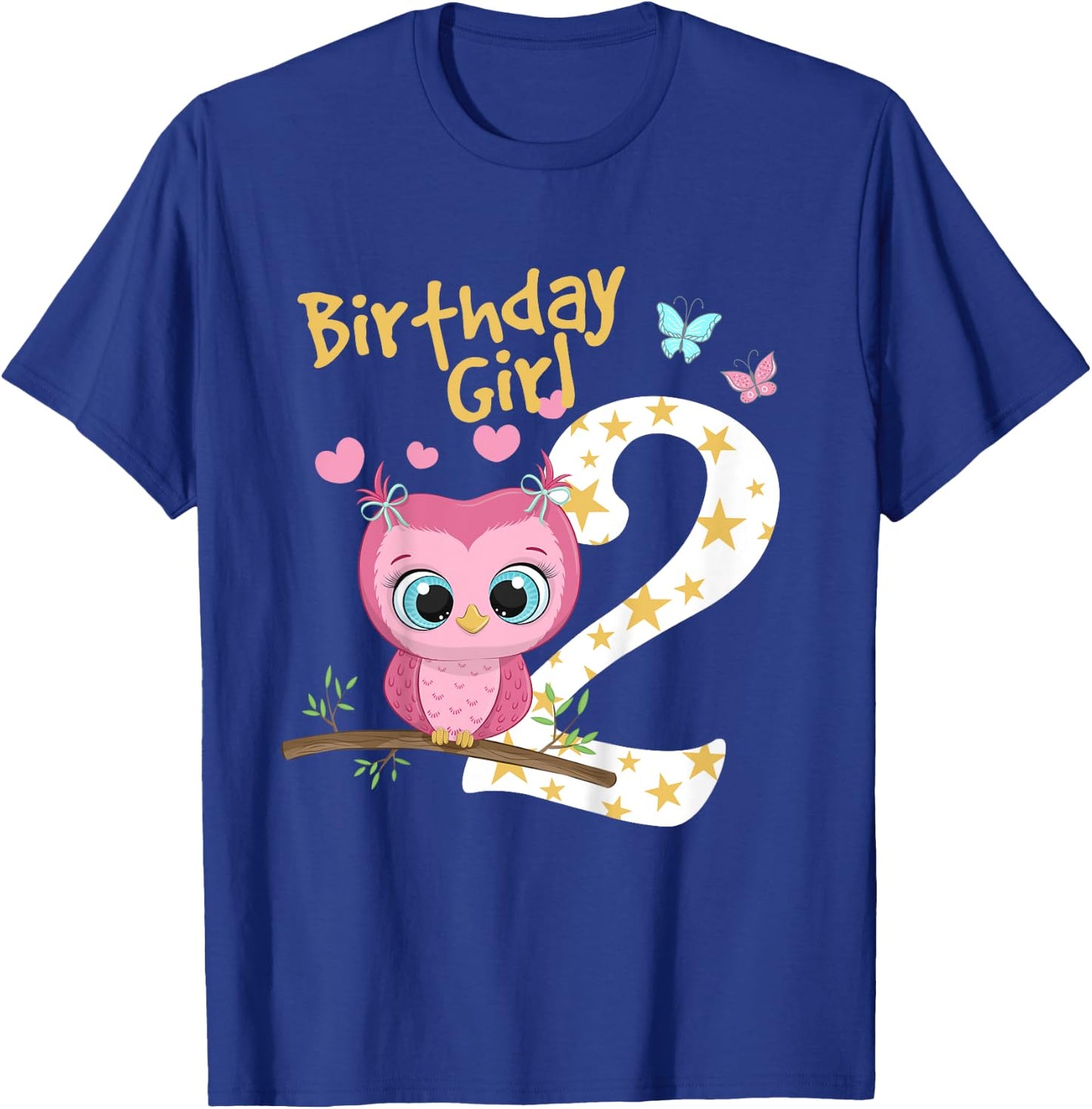 2nd Birthday Shirt For Girls Owl Birthday Girl 2 Years T-Shirt - T-Shirt | Royal