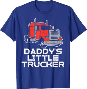 Daddys Little Trucker Semi Truck Trucking Boys Girls Gift T-Shirt - T-Shirt | Royal