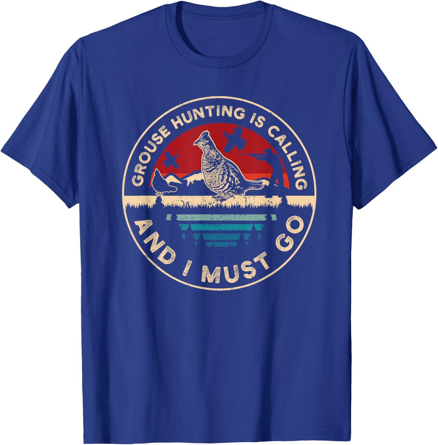 Hunting Ruffed Grouse bird- Retro funny phone calls Hunter T-Shirt - T-Shirt | Royal