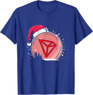 Christmas Santa Hat Tron Hodl TRX Crypto Currency Coin T-Shirt - T-Shirt | Royal