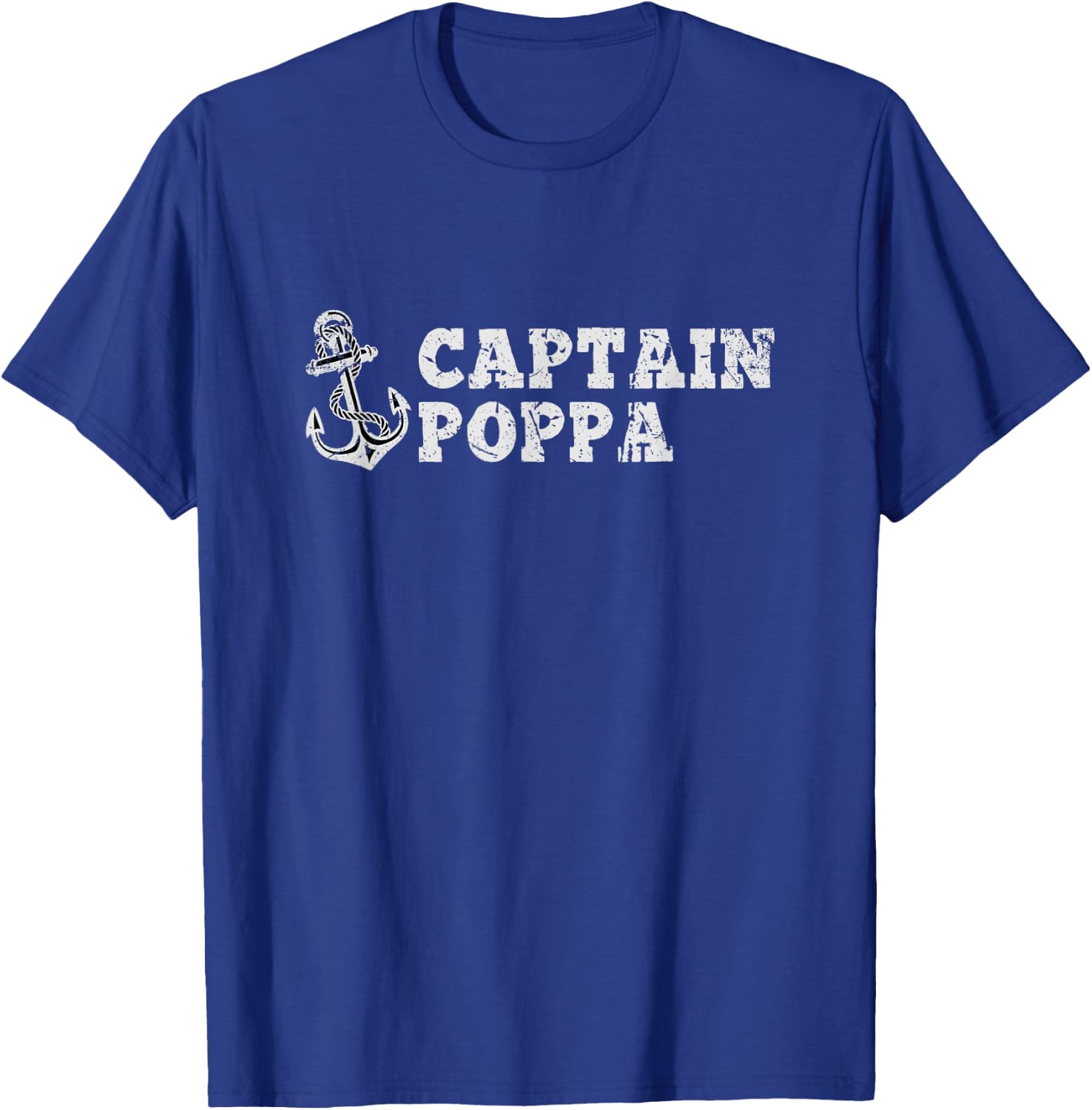 Captain Poppa Sailing Boating Vintage Boat Anchor Funny T-Shirt - T-Shirt | Royal