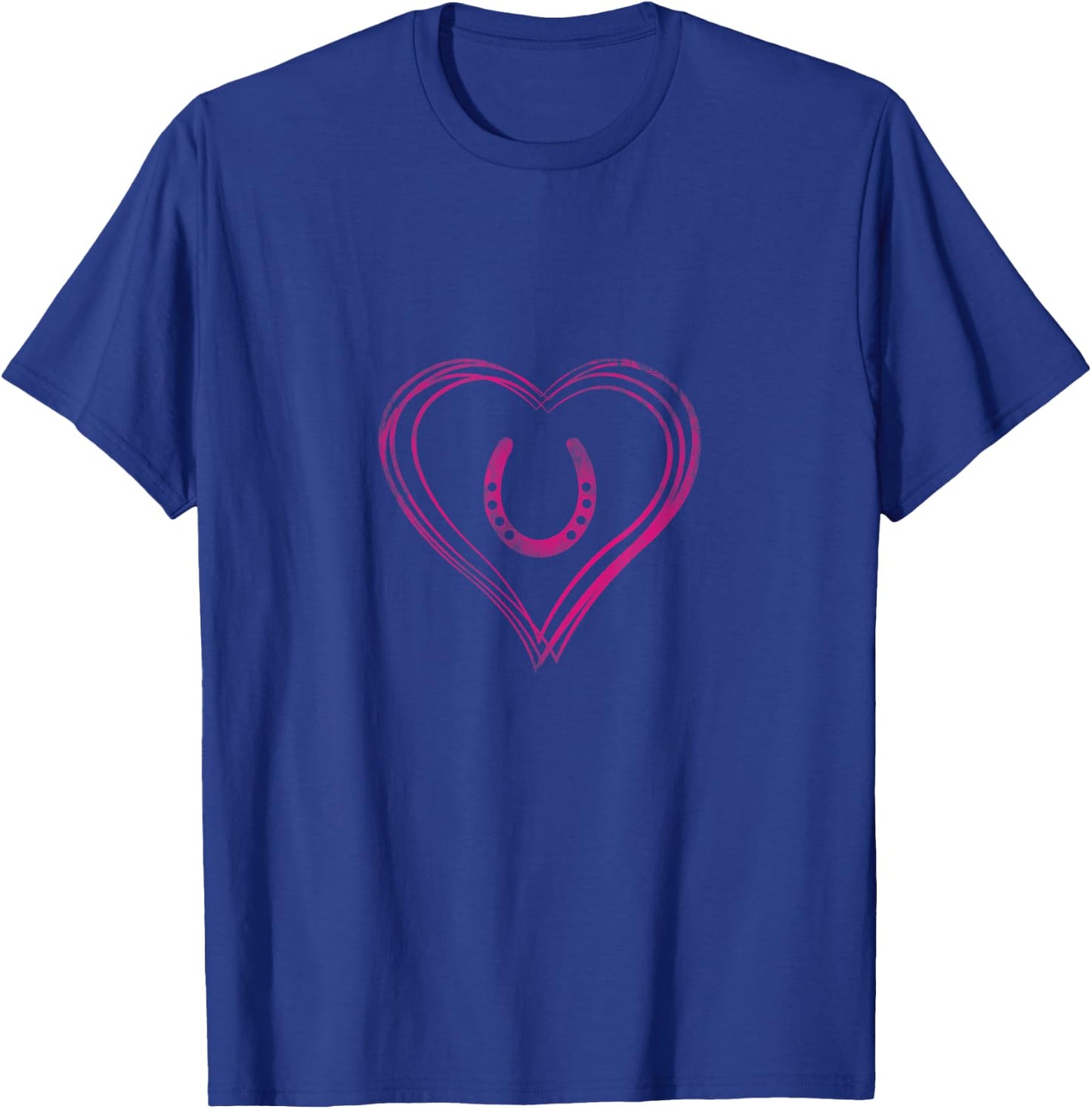 A Heart with Pink Horseshoe for Horses T-Shirt - T-Shirt | Royal