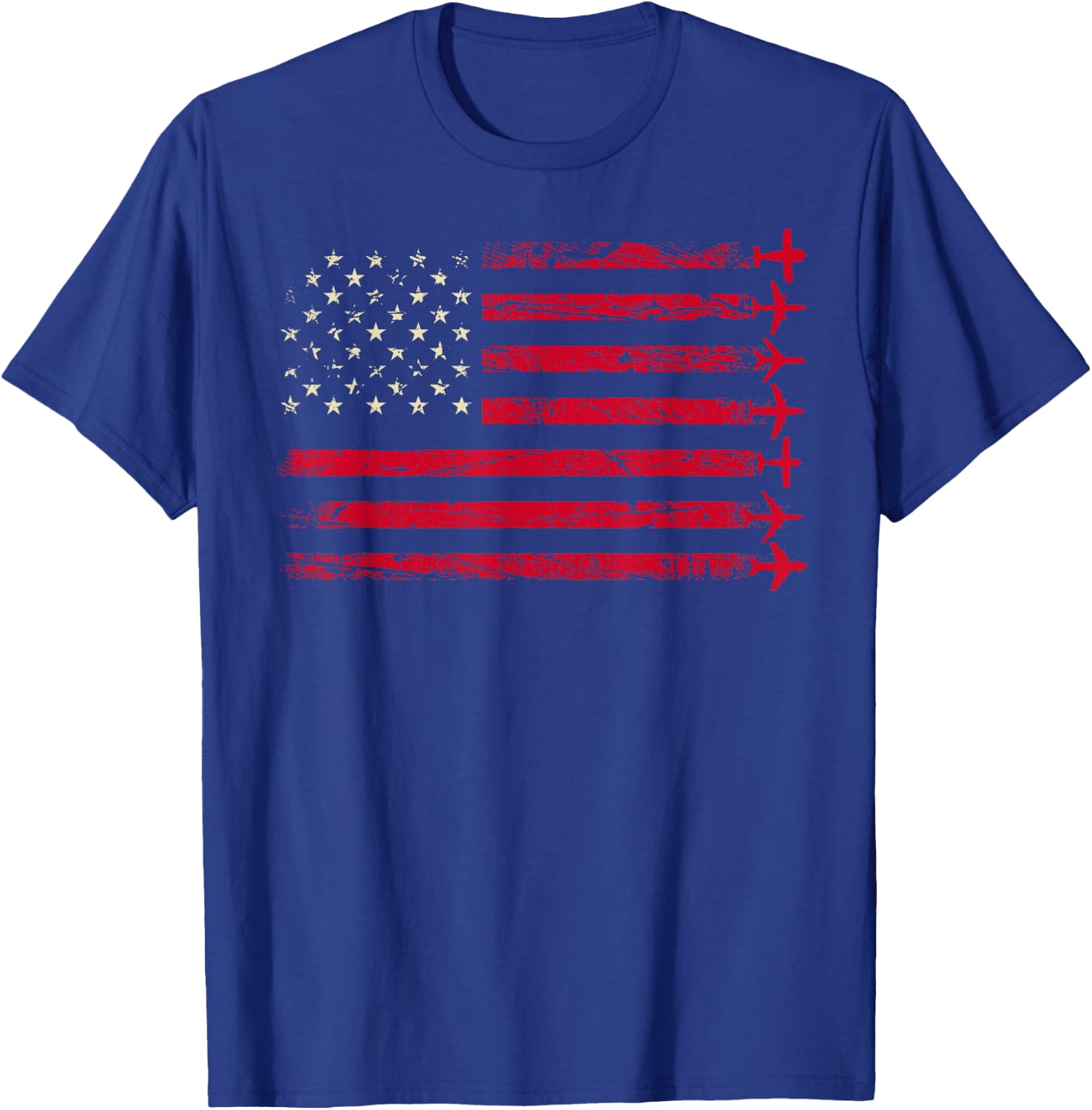Aircraft American Flag Airplane Pilot 4th of July Aviation Kids Men T-Shirt - T-Shirt | Royal