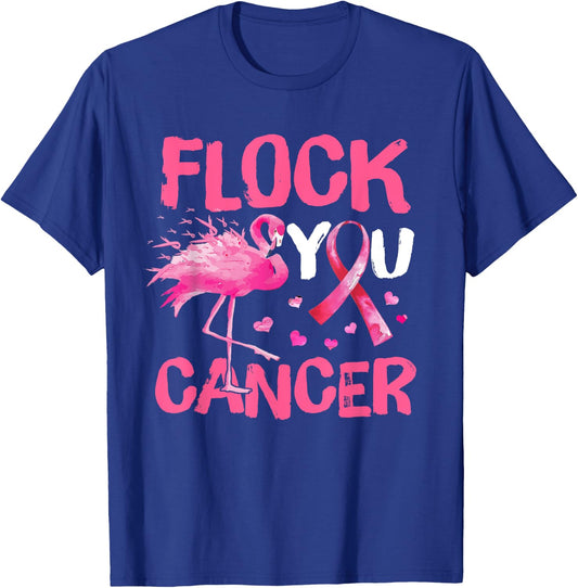 Flock You Breast Cancer Flamingo Pink Ribbon Support T-Shirt - T-Shirt | Royal