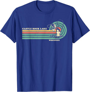 Vintage Retro Summer Fishing Wisconsin Castle Rock Lake T-Shirt - T-Shirt | Royal