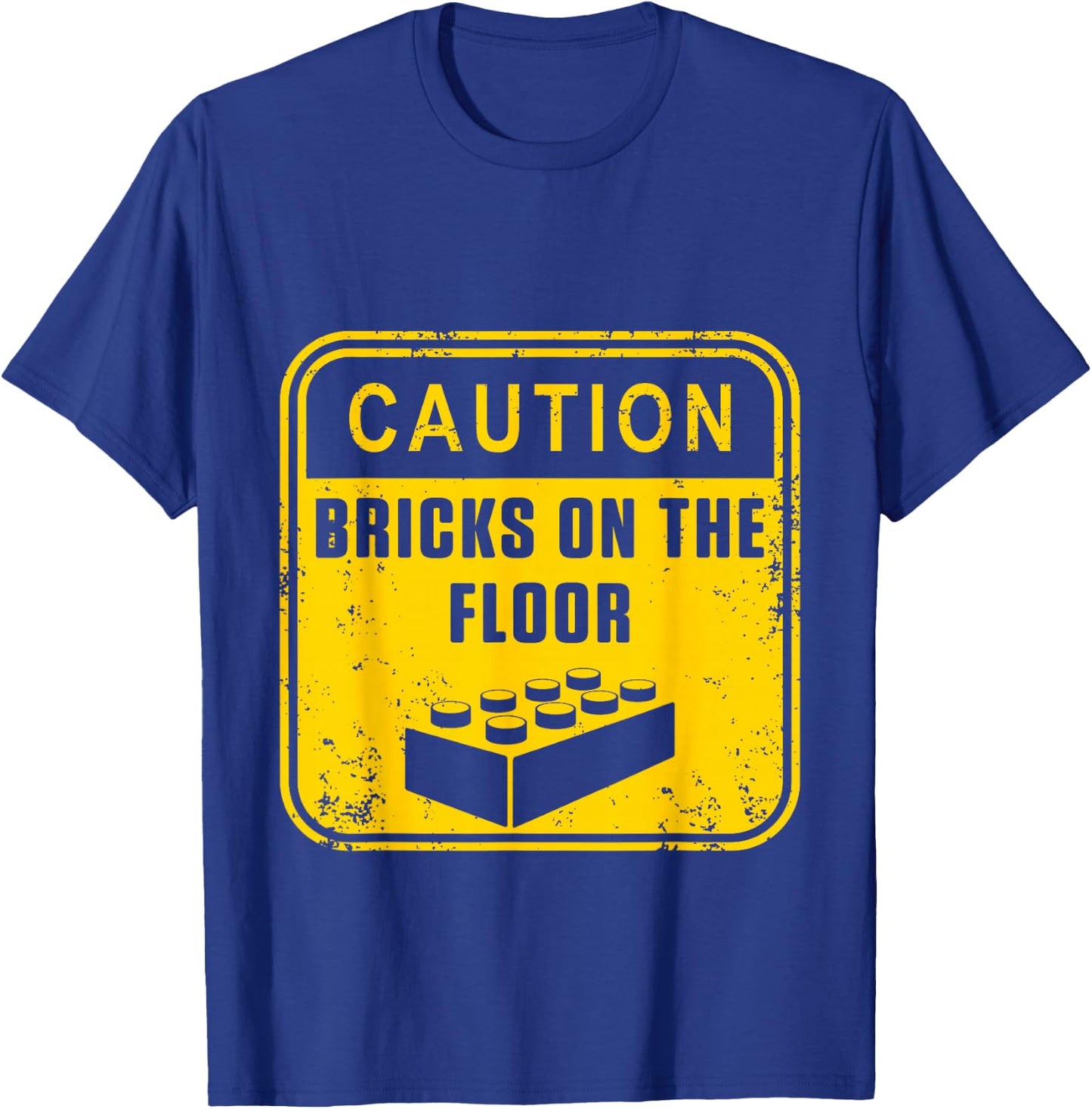 Caution Bricks On Floor Master Building Blocks T-Shirt - T-Shirt | Royal