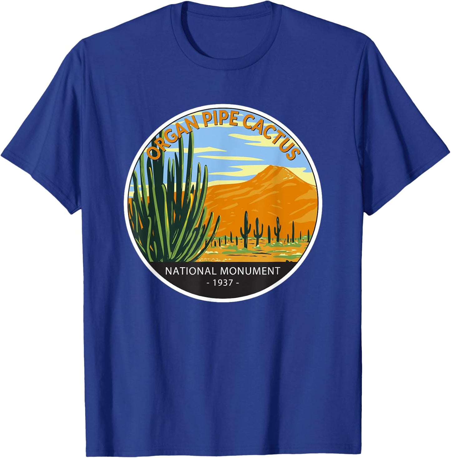 Organ Pipe Cactus National Monument Arizona Vintage Circle T-Shirt - T-Shirt | Royal