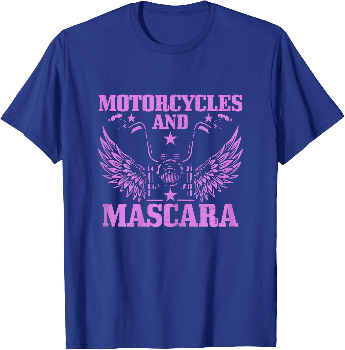 Motorcycles And Mascara Biker Girl Funny Vintage Biker T-Shirt - T-Shirt | Royal