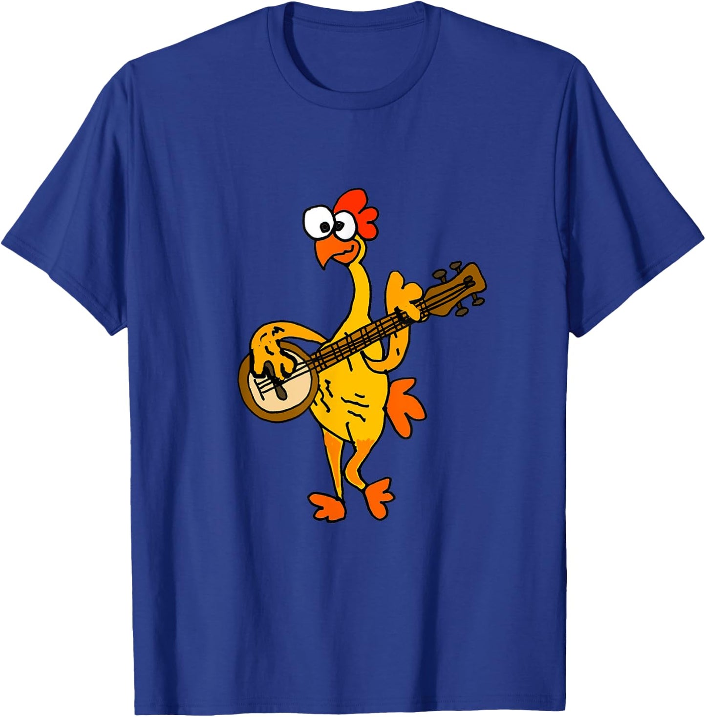 Smileteestank Funny Rubber Chicken Playing Banjo Cartoon T-Shirt - T-Shirt | Royal