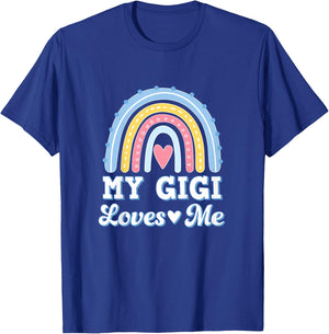 Kids My Gigi Loves Me Granddaughter Retro Rainbow T-Shirt - T-Shirt | Royal