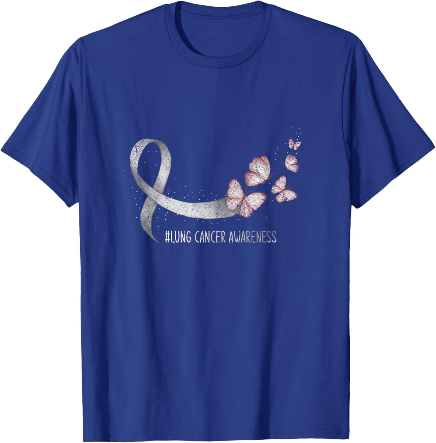 Pretty White Ribbon Support Lung Cancer Awareness T-Shirt - T-Shirt | Royal