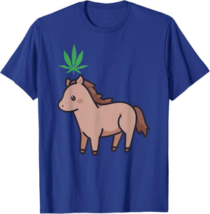 Horse Weed Marijuana Kawaii Aesthetic Anime Cannabis Leaf T-Shirt - T-Shirt | Royal