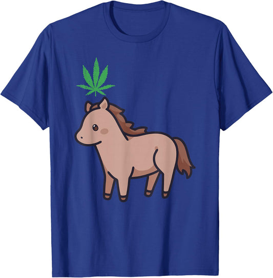 Horse Weed Marijuana Kawaii Aesthetic Anime Cannabis Leaf T-Shirt - T-Shirt | Royal