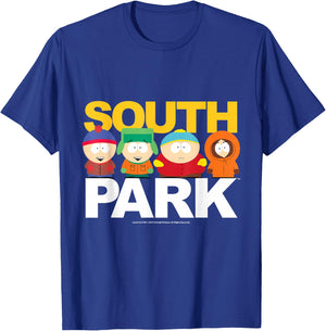 South Park Gang on top of logo T-Shirt - T-Shirt | Royal