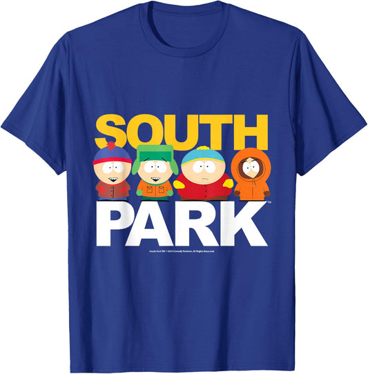 South Park Gang on top of logo T-Shirt - T-Shirt | Royal