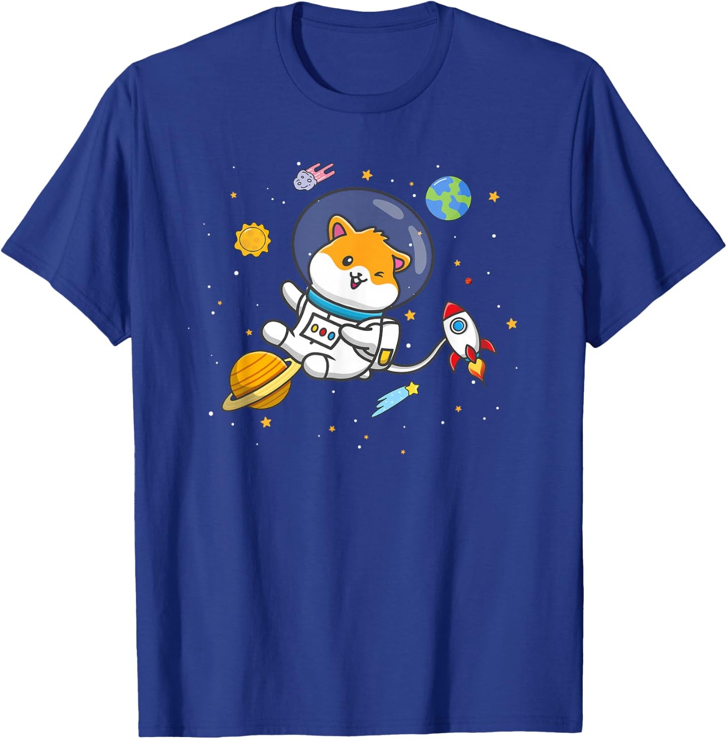 Funny Kids Boys Girls Cartoon Kawaii Space Hamster Lover T-Shirt - T-Shirt | Royal