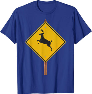 Deer Crossing Road Sign Costume T-Shirt - T-Shirt | Royal