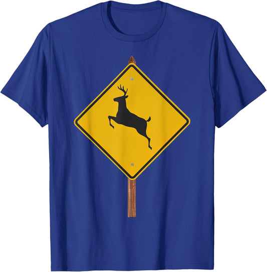 Deer Crossing Road Sign Costume T-Shirt - T-Shirt | Royal
