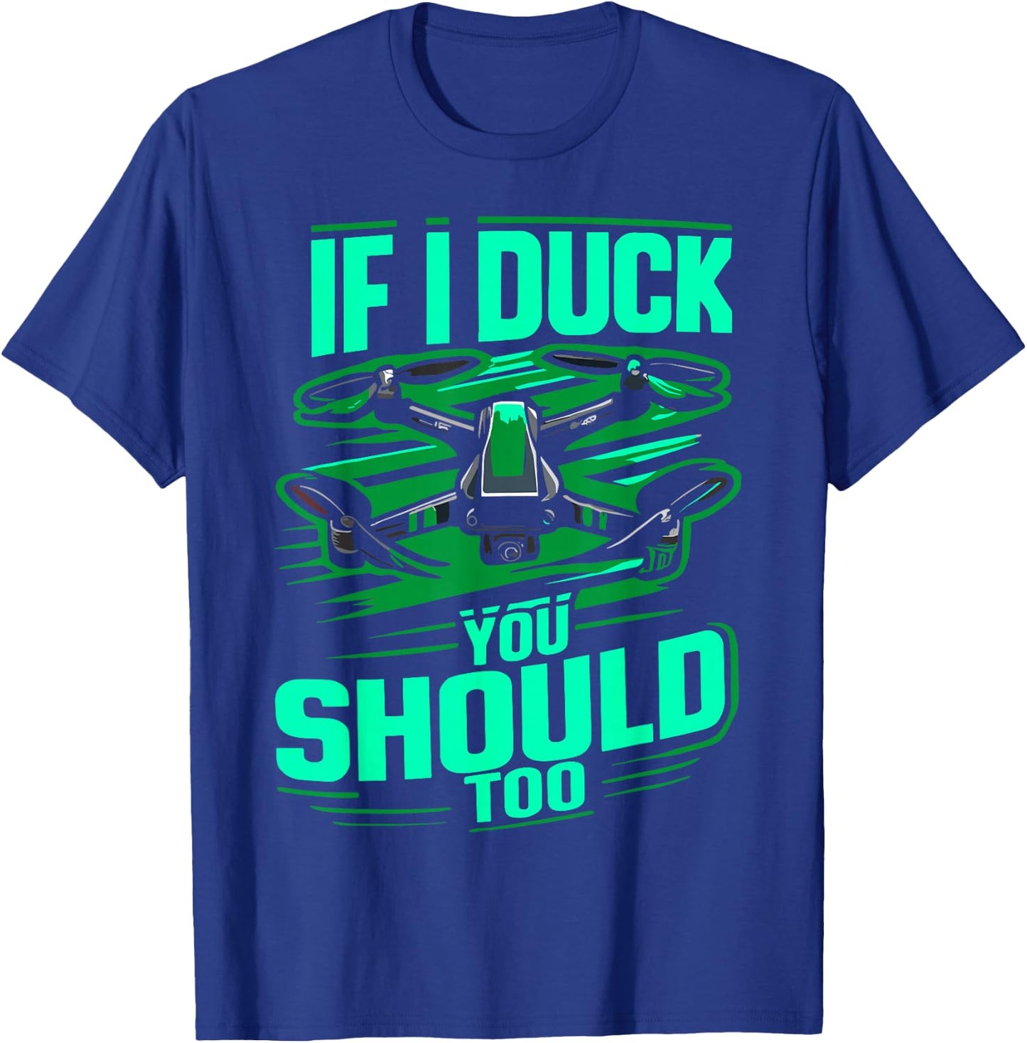 Funny Drone Shirts Men's Drone Enthusiast Black Short Sleeve Cotton Blend Funny Drone Design T-Shirt - T-Shirt | Royal