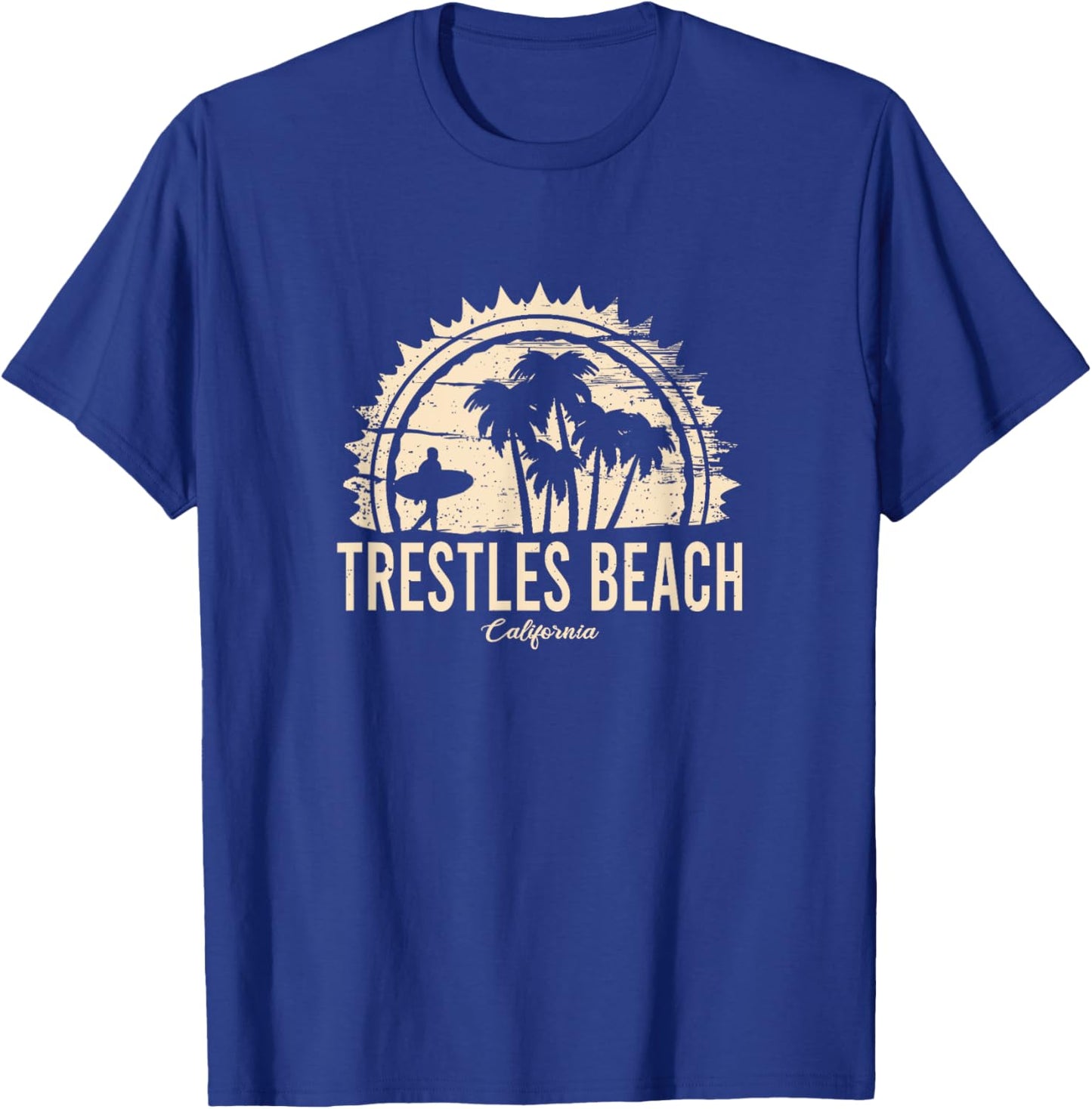 Trestles Beach California Retro Surf Vintage Sunset Palms Men Women Kids T-Shirt - T-Shirt | Royal