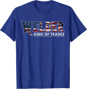 Welding Nation USA Flag Patriotic Welder King of Trades T-Shirt - T-Shirt | Royal