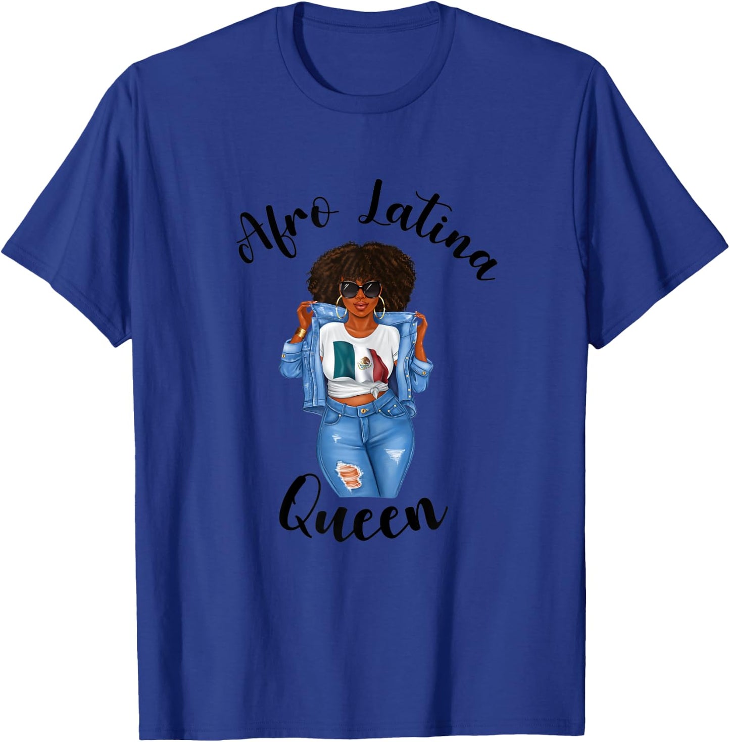 Afro Latina Queen Mexico Black Woman Proud Pride Mexican T-Shirt - T-Shirt | Royal