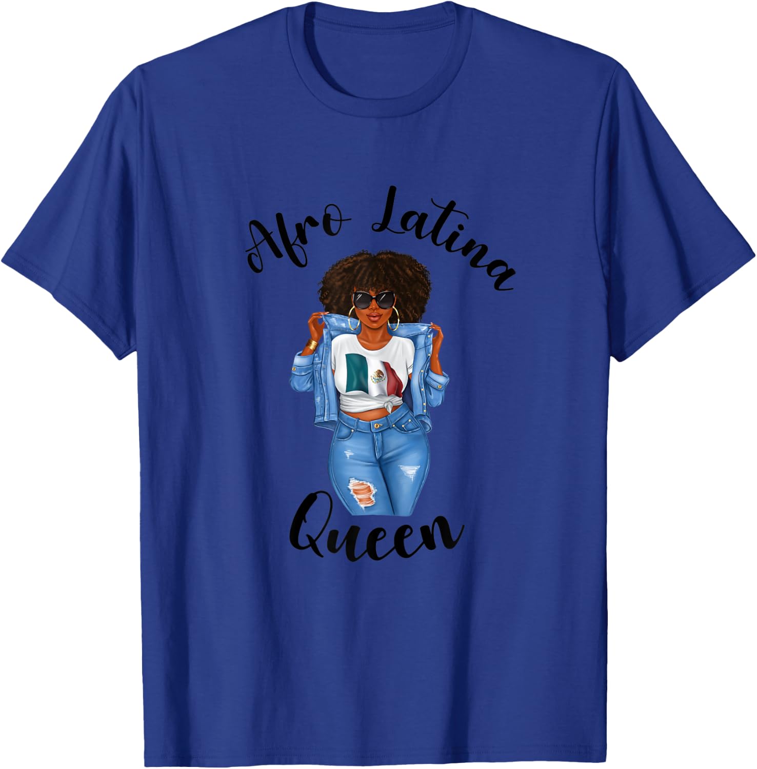 Afro Latina Queen Mexico Black Woman Proud Pride Mexican T-Shirt - T-Shirt | Royal