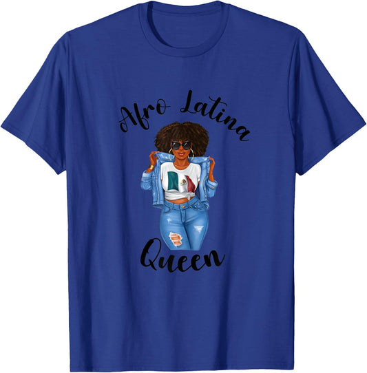 Afro Latina Queen Mexico Black Woman Proud Pride Mexican T-Shirt - T-Shirt | Royal