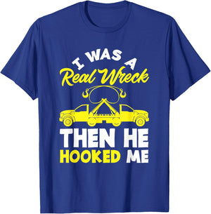 Tow Truck Wife Gift Hooked By A Tow Truck Driver T-Shirt - T-Shirt | Royal