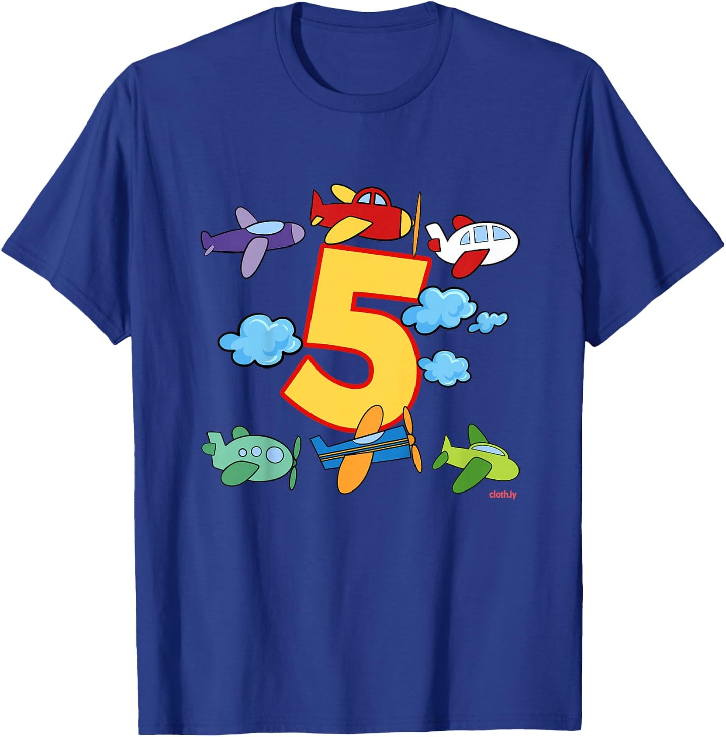 5th Birthday Boys Airplane Pilot 5 Years Birthday T-Shirt - T-Shirt | Royal