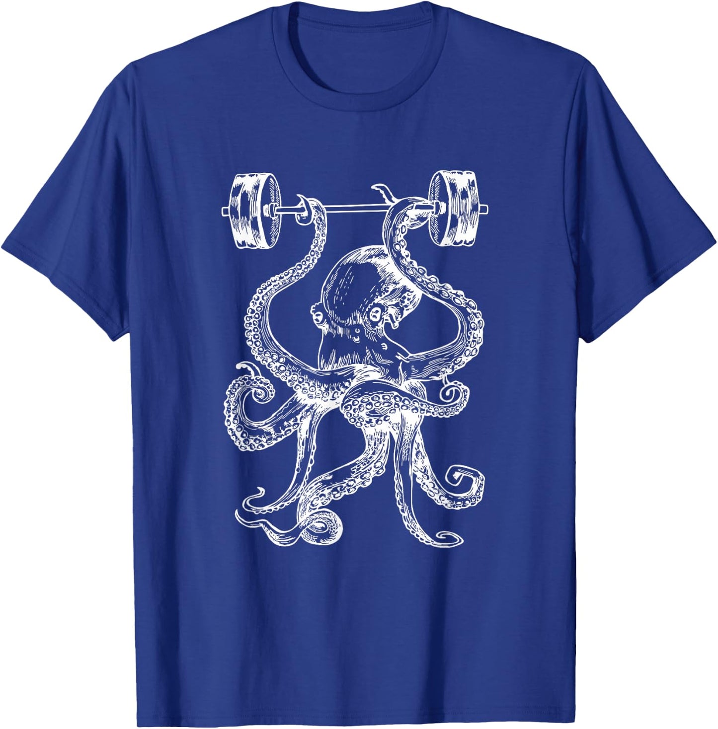 Octopus Weight Lifting Barbells Funny Fitness Gym Workout T-Shirt - T-Shirt | Royal